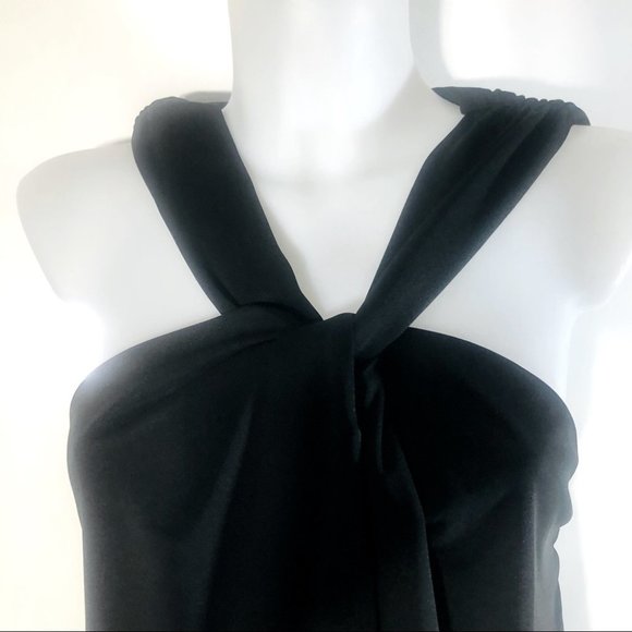 Suzanne Betro Division D Black Tie Collar Sleeveless Shift Midi Dress Size L - Picture 6 of 9
